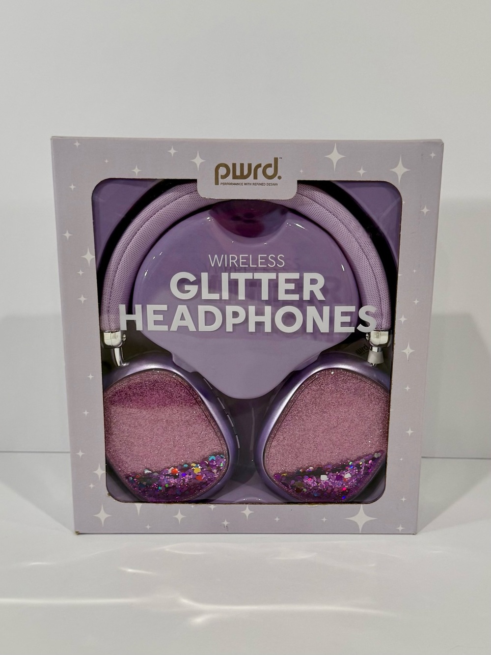 pwrd. Wireless Glitter Headphones Purple Over-Ear Bluetooth Mic Foldable